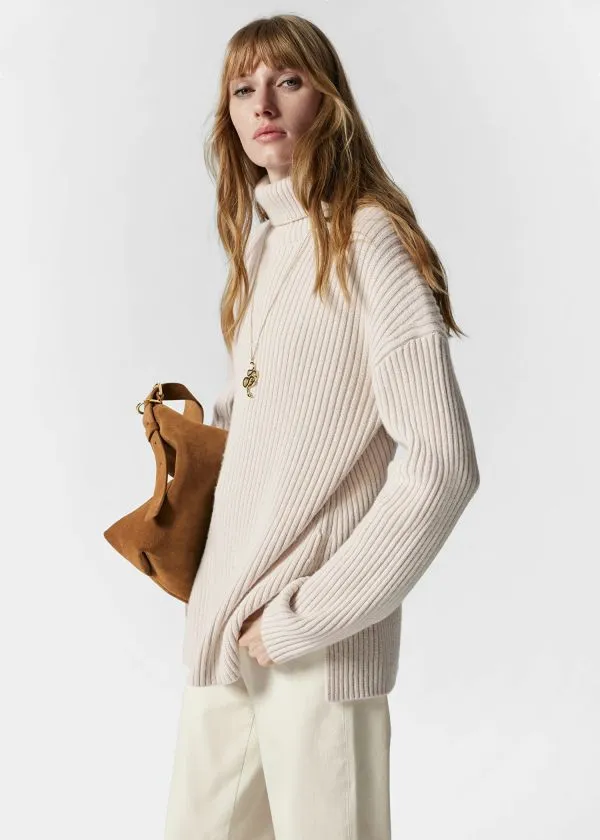 and Other Stories Turtleneck WoolKnit Jumper Offwhite Women Knitwear