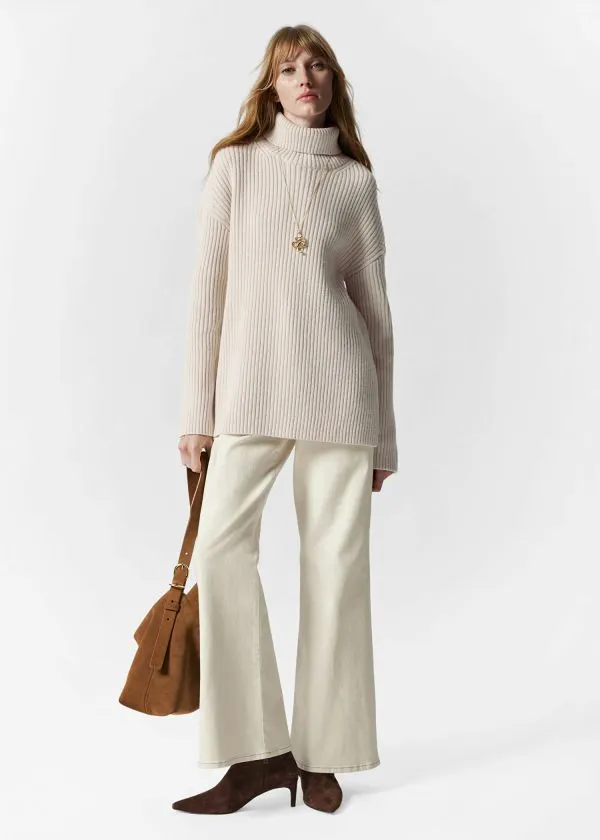 and Other Stories Turtleneck WoolKnit Jumper Offwhite Women Knitwear
