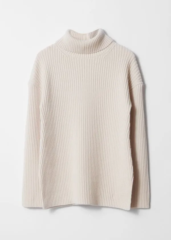 and Other Stories Turtleneck WoolKnit Jumper Offwhite Women Knitwear