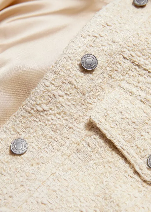 and Other Stories Tweed Drawstring Jacket Beige Women Jackets and Coats