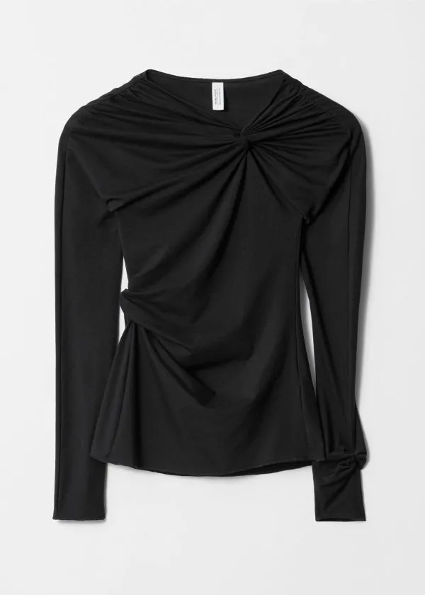 and Other Stories Twisted Gathered Top Black Women Tops and Tshirts