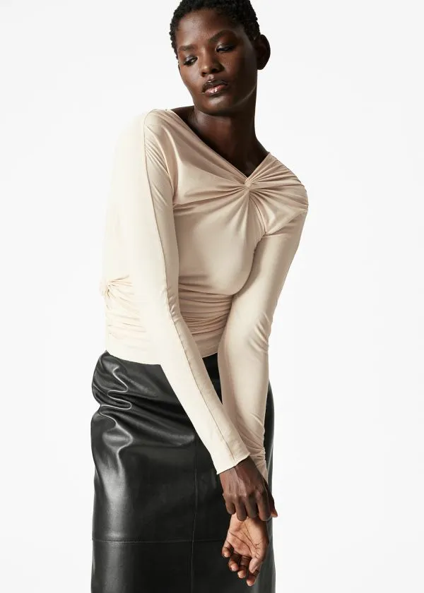 and Other Stories Twisted Gathered Top Ivory Women Tops and Tshirts