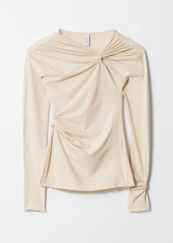 and Other Stories Twisted Gathered Top Ivory Women Tops and Tshirts