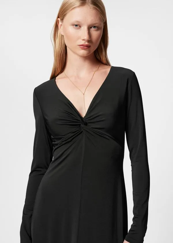 and Other Stories Twisted VNeck Maxi Dress Black Women Dresses
