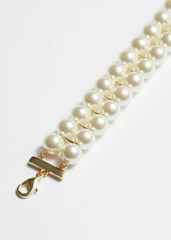 and Other Stories TwoRow Pearl Choker White Women Necklaces