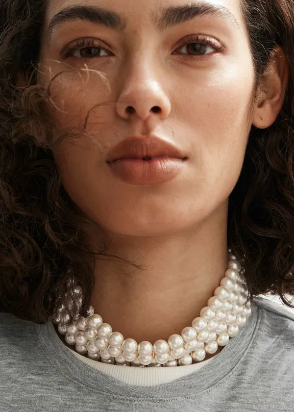 and Other Stories TwoRow Pearl Choker White Women Necklaces