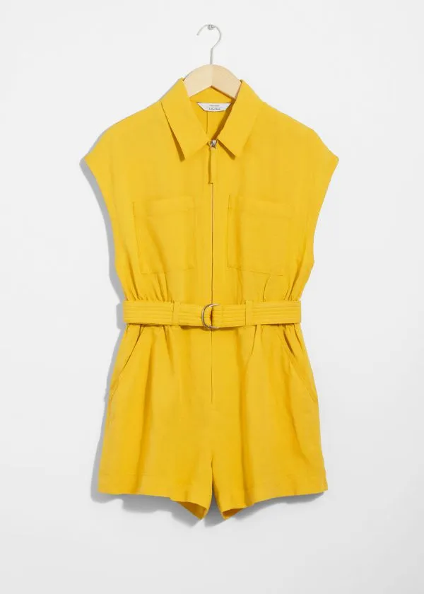 and Other Stories Utility Playsuit Yellow Women Trousers