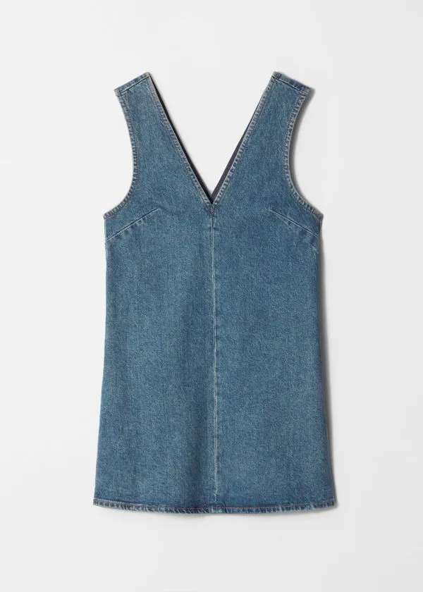 and Other Stories VNeck Denim Mini Dress Mid Blue Women Dresses