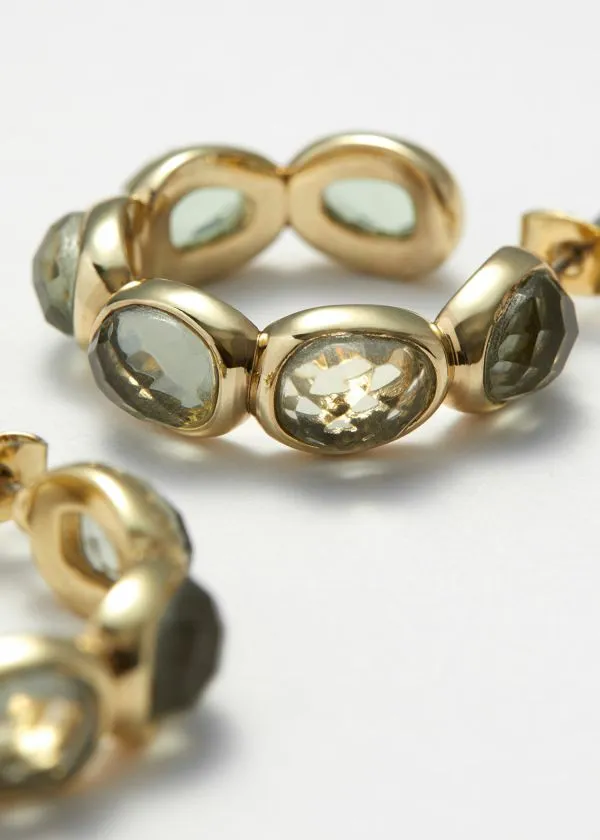 and Other Stories Vibrant Crystal Hoops Gold Women Earrings