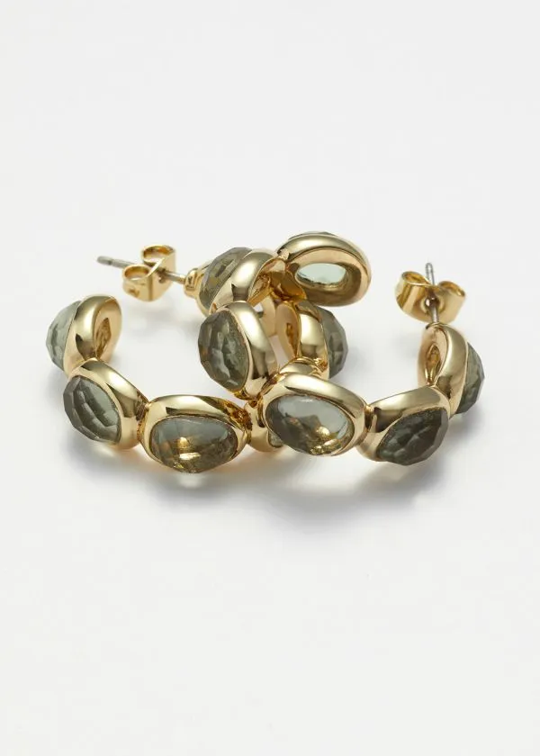 and Other Stories Vibrant Crystal Hoops Gold Women Earrings