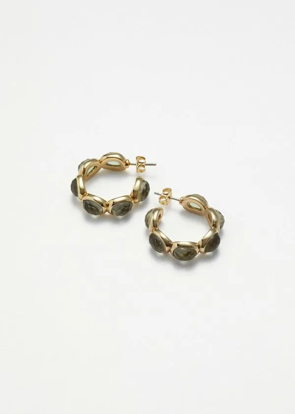 and Other Stories Vibrant Crystal Hoops Gold Women Earrings