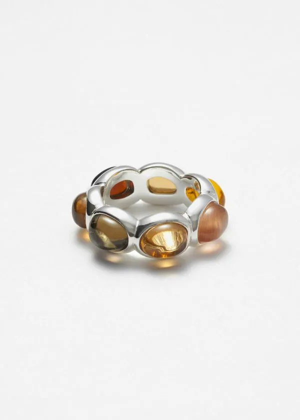 and Other Stories Vibrant Crystal Ring Silver Women Rings