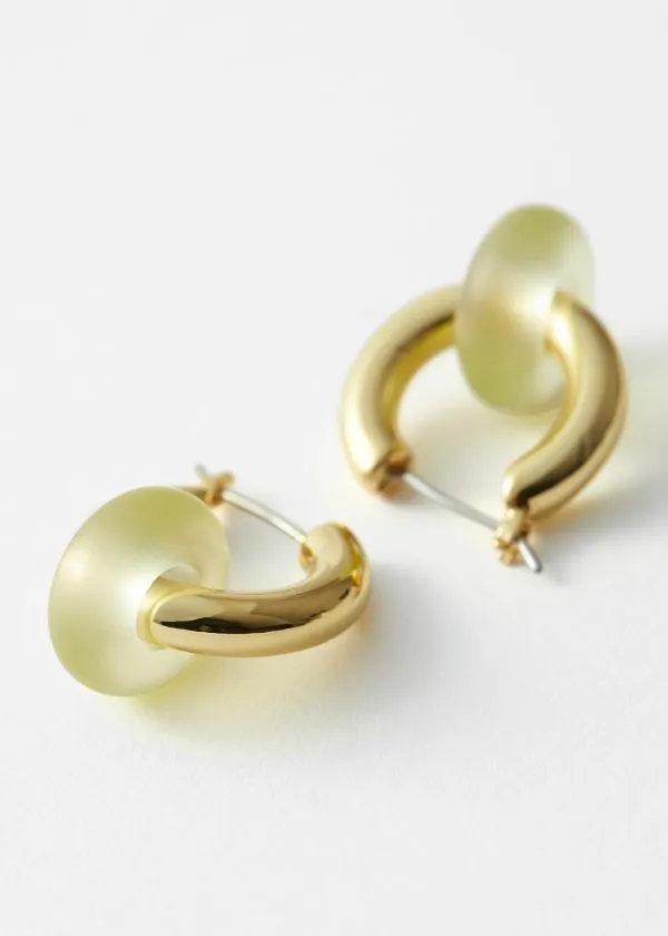 and Other Stories Vibrant Stone Hoop Earrings Goldandlime Women Earrings