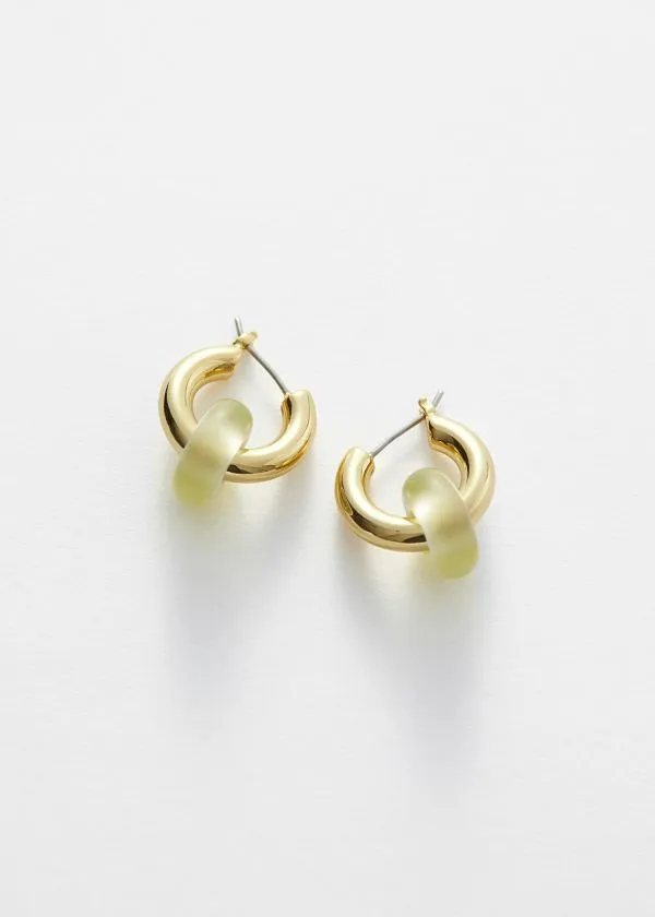 and Other Stories Vibrant Stone Hoop Earrings Goldandlime Women Earrings