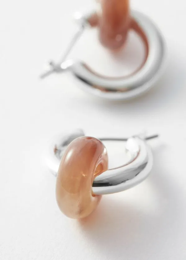 and Other Stories Vibrant Stone Hoop Earrings Silverandamber Women Earrings