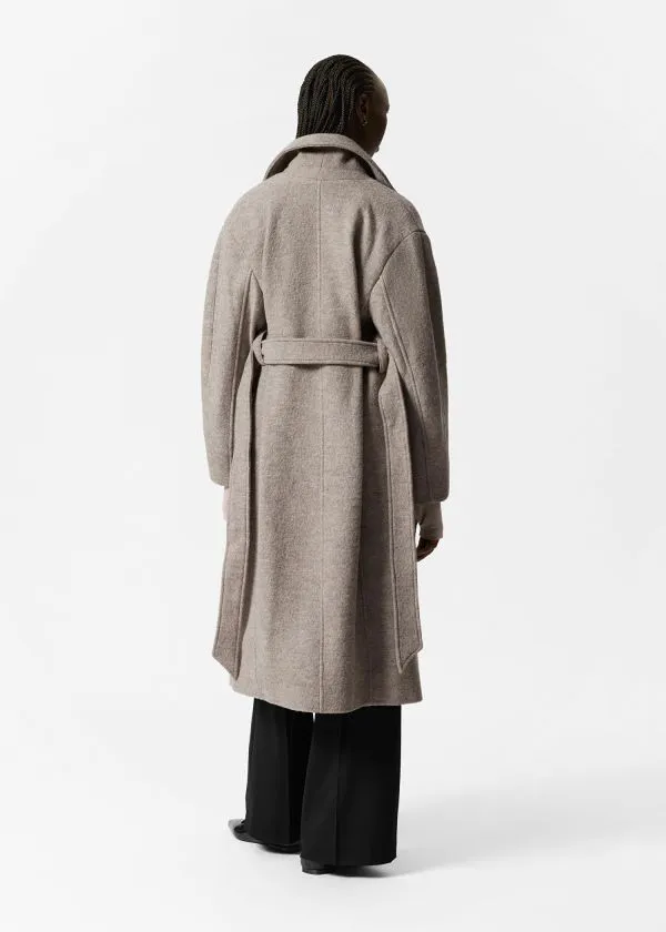 and Other Stories Voluminous Belted Wool Coat Beige Women Jackets and Coats