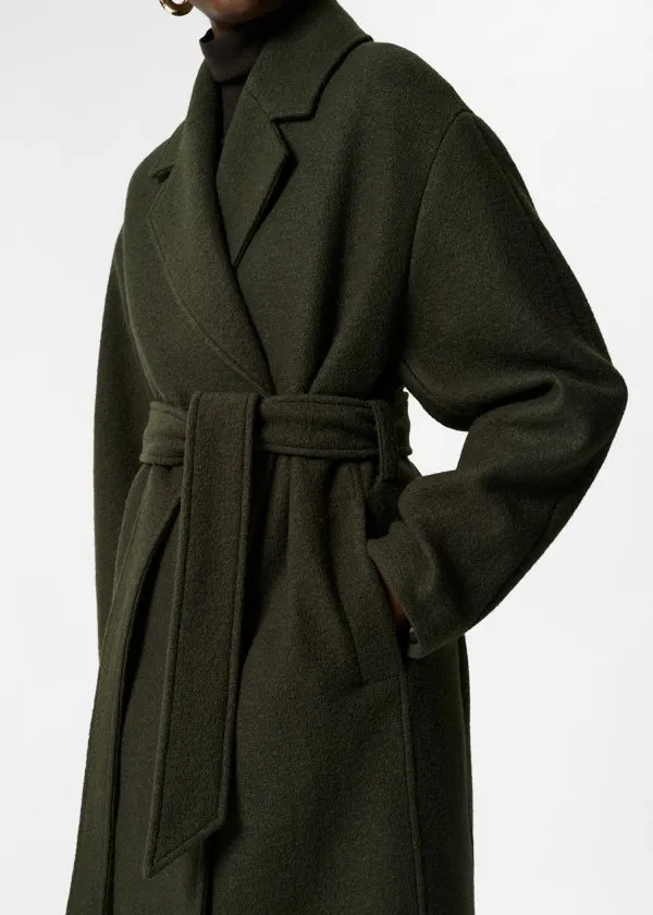 and Other Stories Voluminous Belted Wool Coat Dark Khaki Women Jackets and Coats