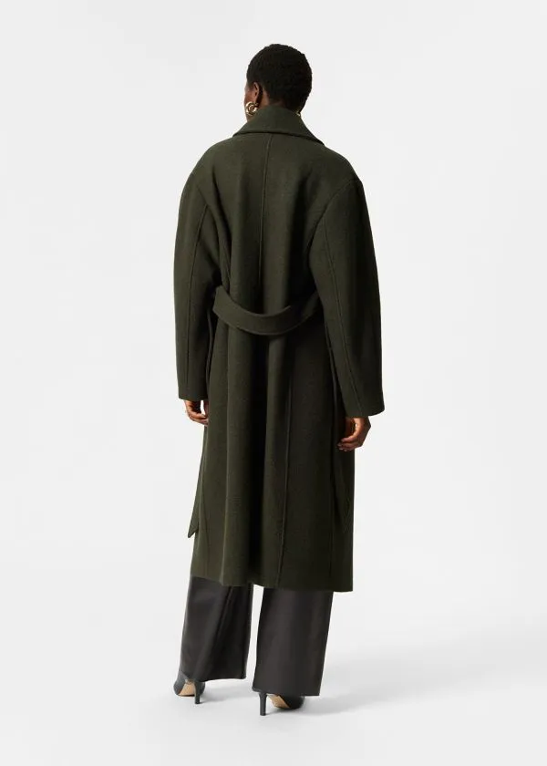 and Other Stories Voluminous Belted Wool Coat Dark Khaki Women Jackets and Coats