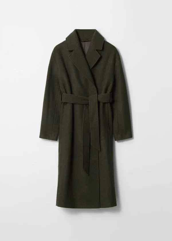 and Other Stories Voluminous Belted Wool Coat Dark Khaki Women Jackets and Coats