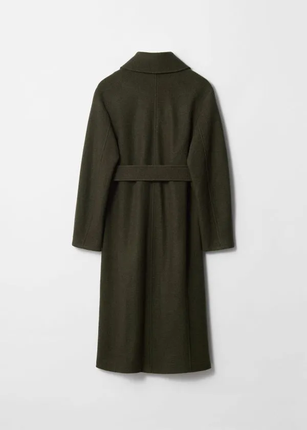 and Other Stories Voluminous Belted Wool Coat Dark Khaki Women Jackets and Coats