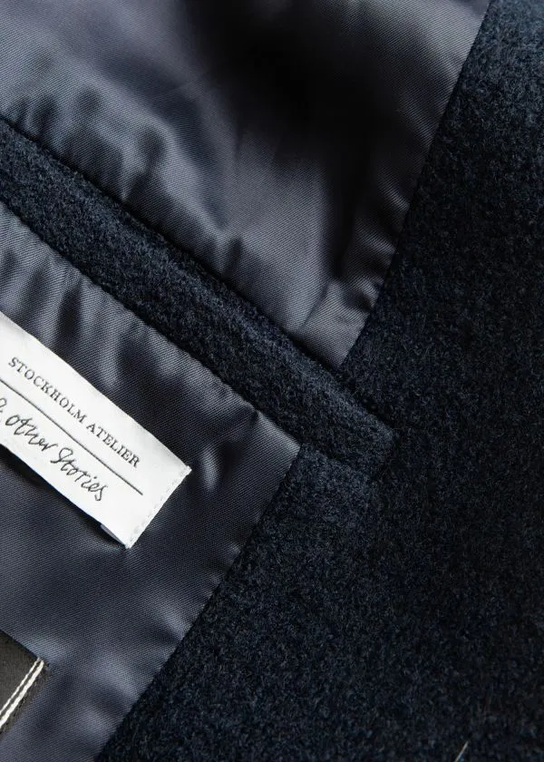 and Other Stories Voluminous Belted Wool Coat Navy Women Jackets and Coats