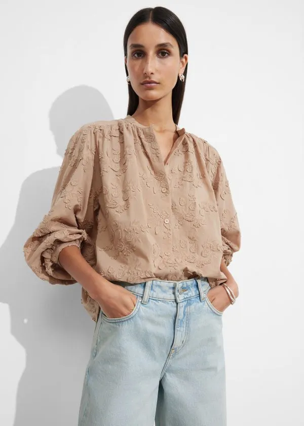 and Other Stories Voluminous FloralAppliqu Blouse Beige Women Blouses and Shirts and Other Stories Voluminous FloralAppliqu Blouse Beige Women Blouses and Shirts