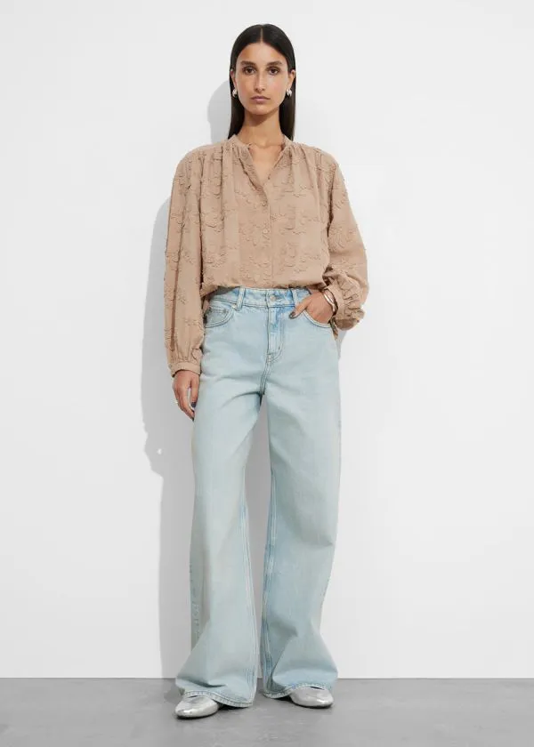 and Other Stories Voluminous FloralAppliqu Blouse Beige Women Blouses and Shirts