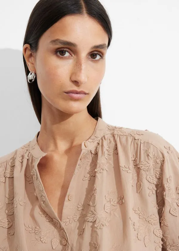 and Other Stories Voluminous FloralAppliqu Blouse Beige Women Blouses and Shirts