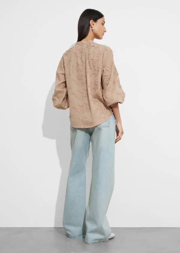 and Other Stories Voluminous FloralAppliqu Blouse Beige Women Blouses and Shirts