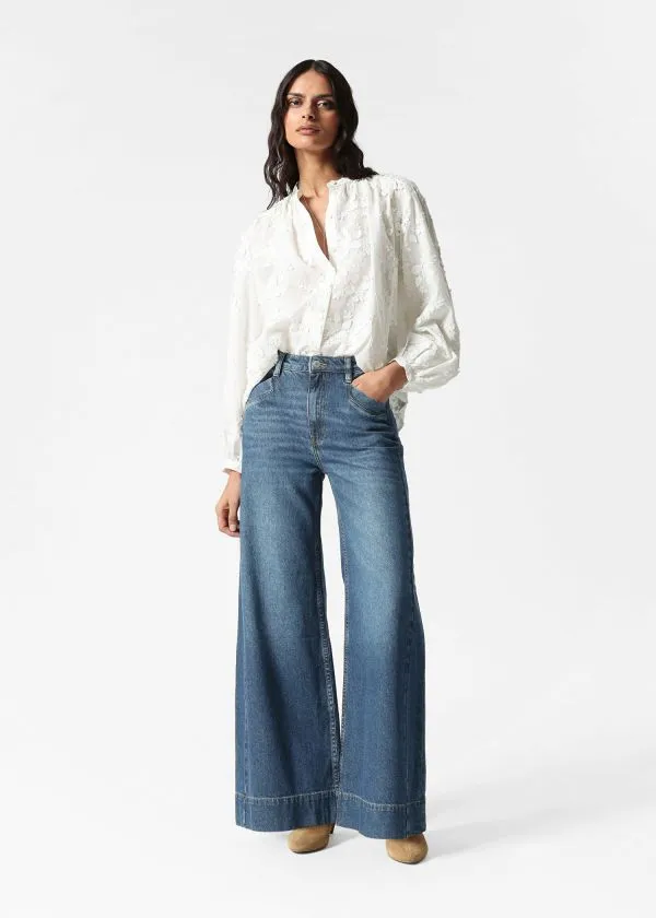 and Other Stories Voluminous FloralAppliqu Blouse White Women Blouses and Shirts