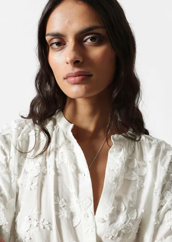 and Other Stories Voluminous FloralAppliqu Blouse White Women Blouses and Shirts