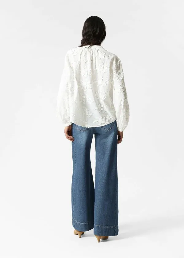 and Other Stories Voluminous FloralAppliqu Blouse White Women Blouses and Shirts