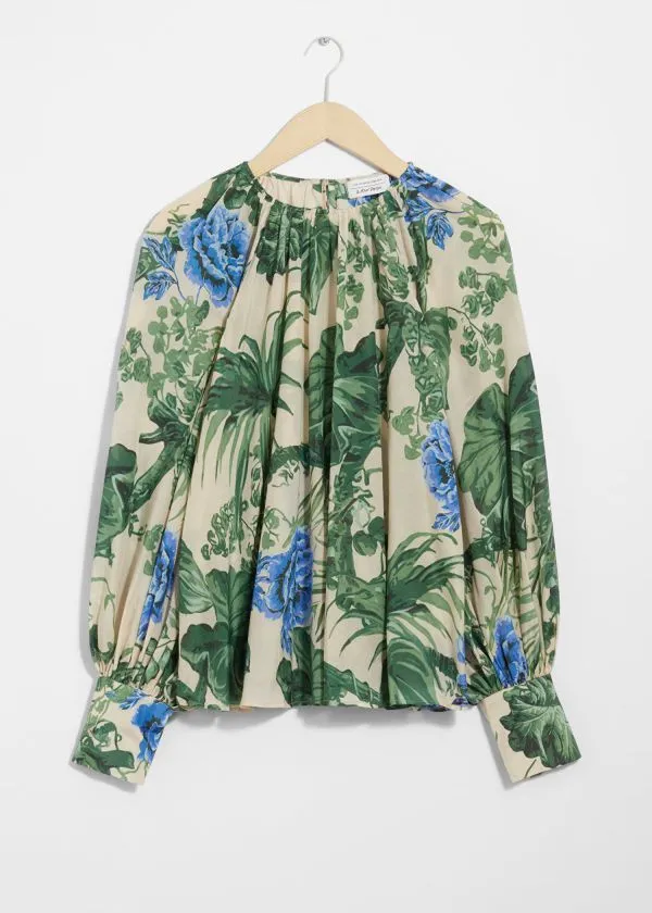 and Other Stories VoluminousSleeve Blouse Greenandblue Florals Women Blouses and Shirts and Other Stories VoluminousSleeve Blouse Greenandblue Florals Women Blouses and Shirts