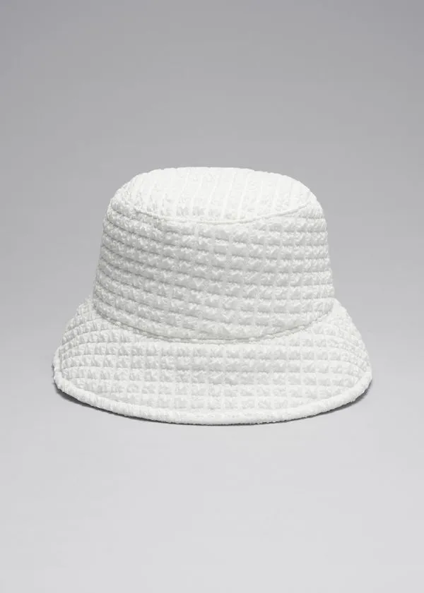 and Other Stories Waffle Bucket Hat White Women Headwear