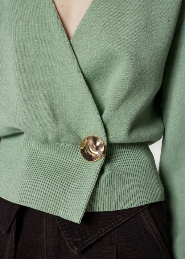 and Other Stories Waisted Knitted Wrap Cardigan Green Women Knitwear
