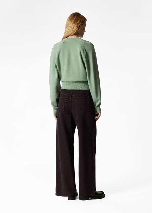 and Other Stories Waisted Knitted Wrap Cardigan Green Women Knitwear