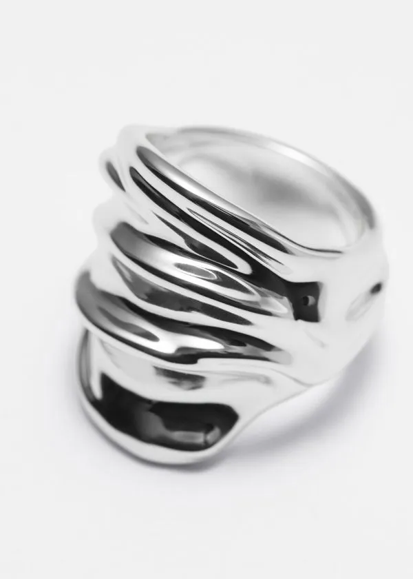 and Other Stories Wavy Sculptural Ring Silver Women Rings
