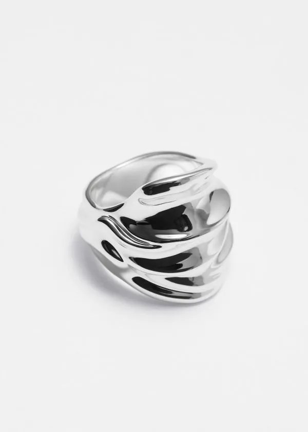 and Other Stories Wavy Sculptural Ring Silver Women Rings