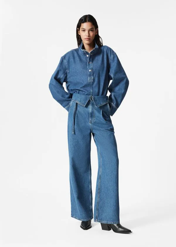 and Other Stories WideLeg Paperbag Jeans Blue Women Jeans