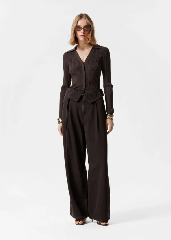 and Other Stories WideLeg Paperbag Jeans Dark Brown Women Jeans