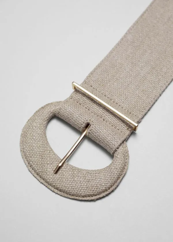 and Other Stories Wide Linen Belt Beige Women Belts