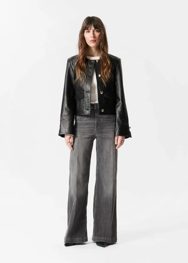and Other Stories Wide PressCrease Jeans Dark Grey Women Jeans