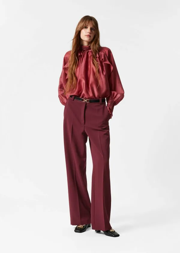 and Other Stories Wide PressCrease Trousers Burgundy Women Trousers