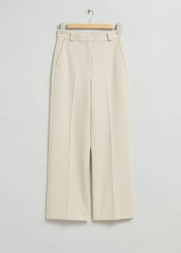 and Other Stories Wide PressCrease Trousers Cream Women Trousers