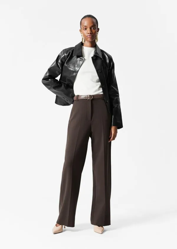 and Other Stories Wide PressCrease Trousers Dark Brown Women Trousers