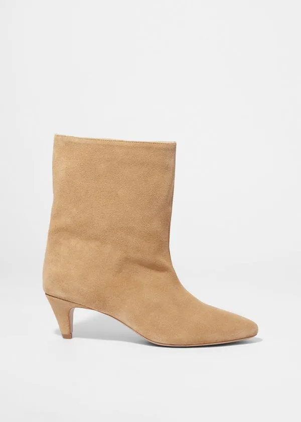 and Other Stories WideShaft Ankle Boots Beige Suede Women Boots
