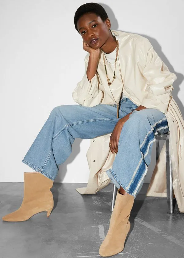 and Other Stories WideShaft Ankle Boots Beige Suede Women Boots