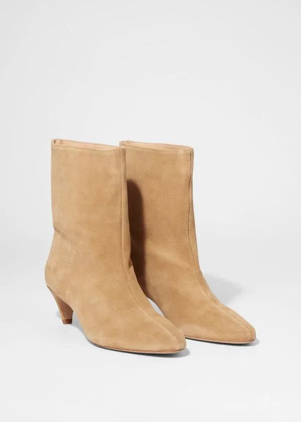 and Other Stories WideShaft Ankle Boots Beige Suede Women Boots