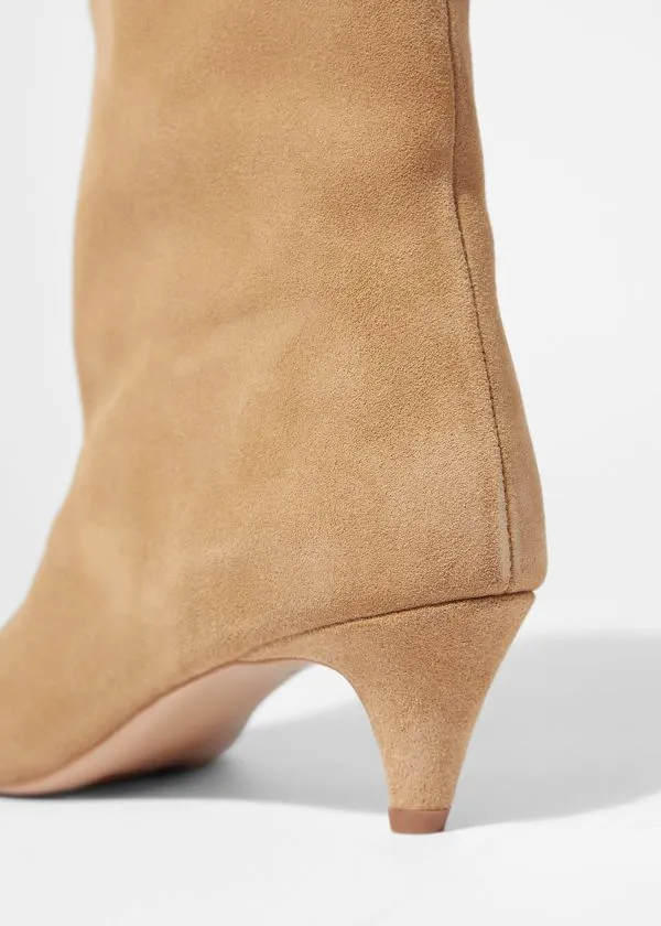 and Other Stories WideShaft Ankle Boots Beige Suede Women Boots