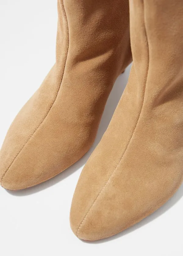 and Other Stories WideShaft Ankle Boots Beige Suede Women Boots